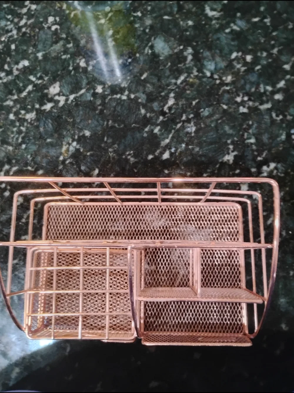Rose Gold Mesh Desk Organizer